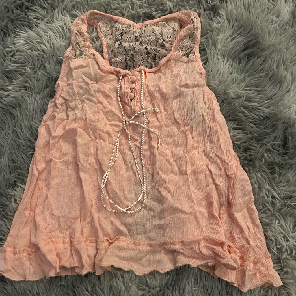 Peach Lace-Trimmed Women's Top